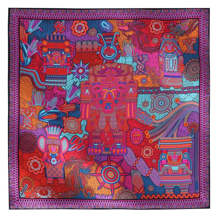 LARGE SILK SCARF - MEXICAN GODDESSES – Pineda Covalin US