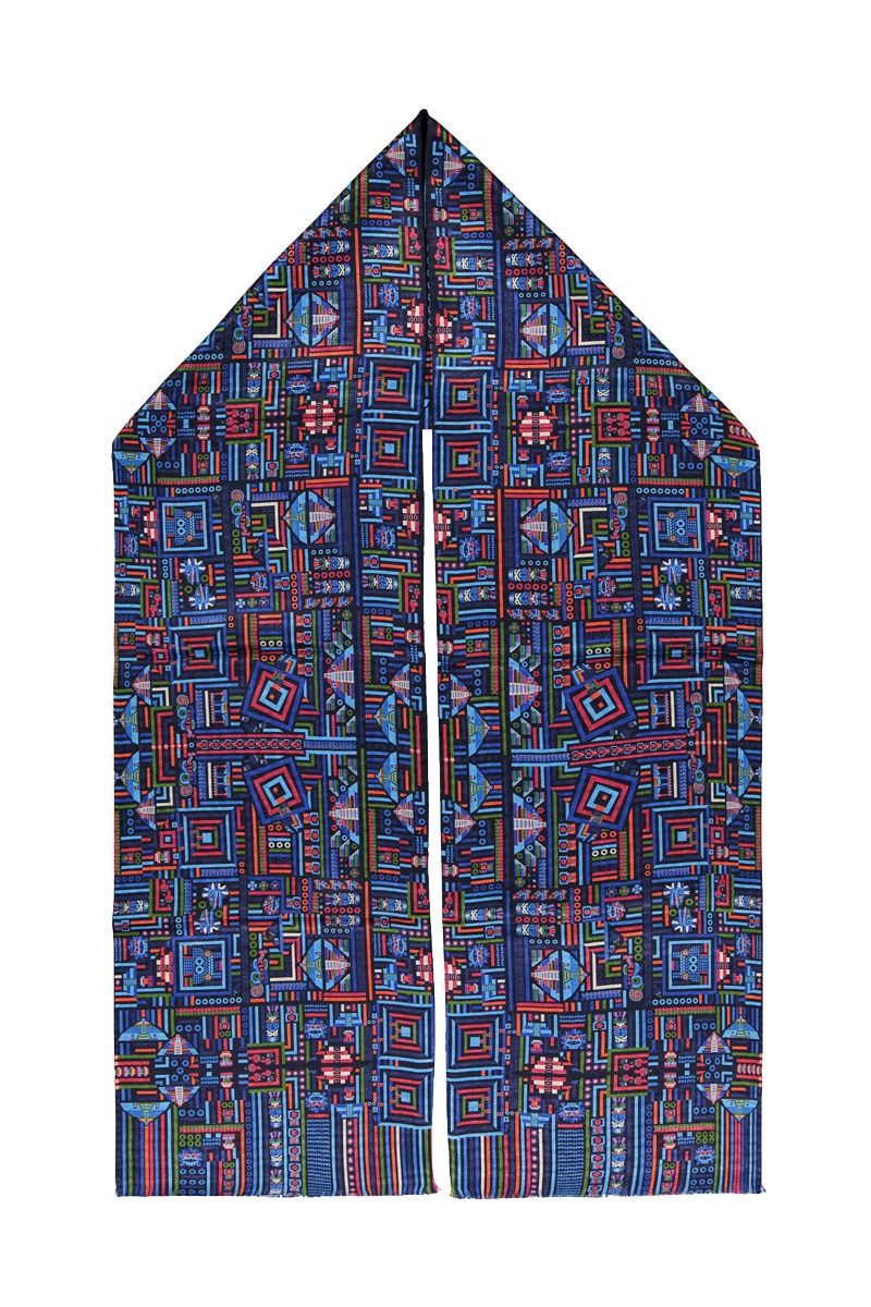 DOUBLE SIDED LONG SILK SCARF – TEOTIHUACAN – Pineda Covalin US