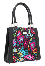 EMBROIDERED BUTTERFLY YAAB BAG WITH BLACK LEATHER