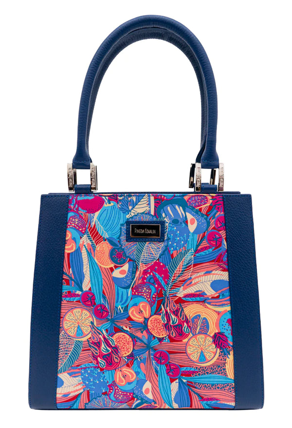 MEXICAN FRUIT YAAB BAG WITH BLUE LEATHER