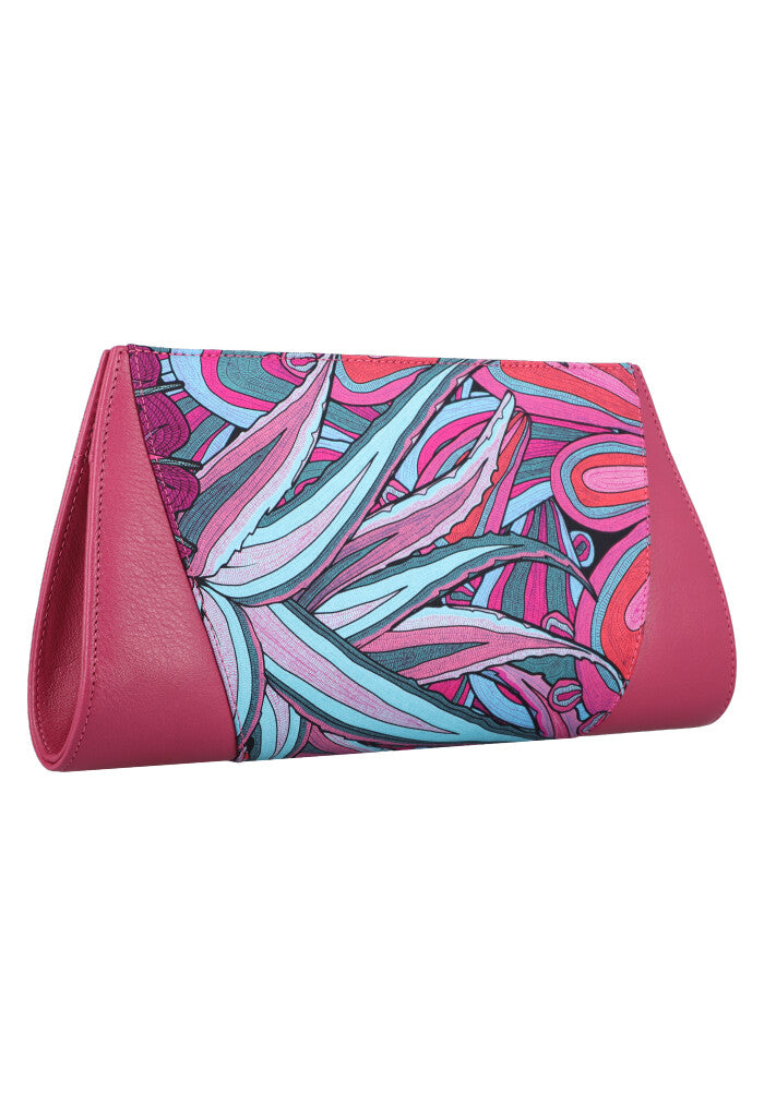 CACTACEOUS SANCTUARY SEN CLUTCH WITH PINK LEATHER