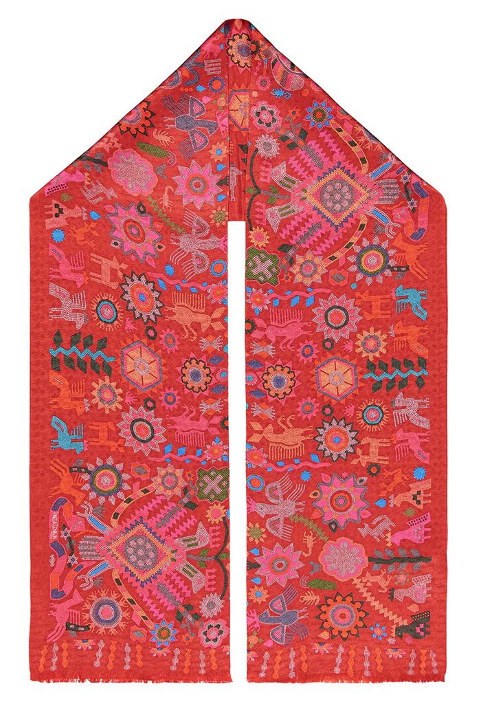 Double-Sided Long Scarf Huichol Spirit – Pineda Covalin US