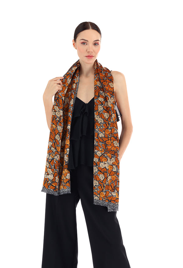 MONARCH BUTTERFLY JACQUARD SILK SHAWL