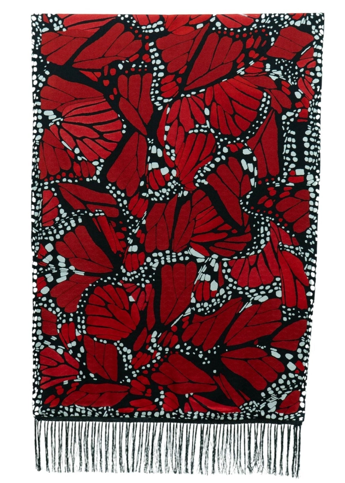 SILK SHAWL WITH VELVET - MACRO MONARCH BUTTERFLY – Pineda Covalin US