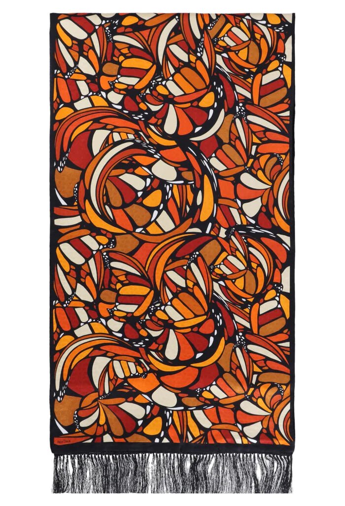 ABSTRACT BUTTERFLY SHAWL WITH VELVET – ELEGANT WRAP FOR WOMEN WITH ARTISTIC DESIGN - Pineda Covalin US