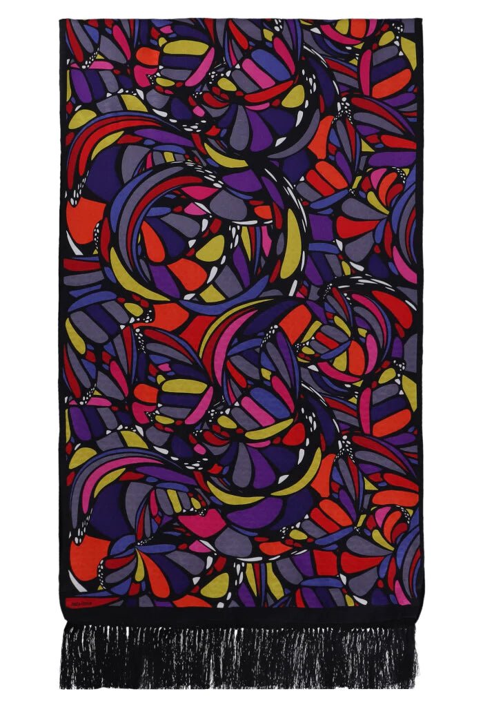 ABSTRACT BUTTERFLY SHAWL WITH VELVET – ELEGANT WRAP FOR WOMEN WITH ARTISTIC DESIGN - Pineda Covalin US