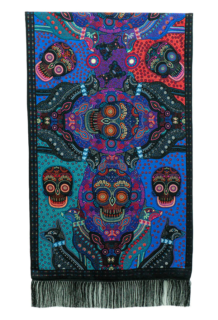 DAY OF THE DEAD MICTLAN SHAWL WITH VELVET