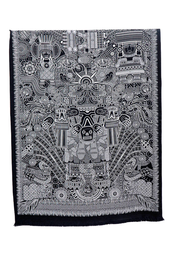 MEXICAN GODDESSES DOUBLE SIDED SILK SHAWL