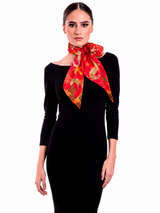 LARGE SILK SCARF - FLAMINGO
