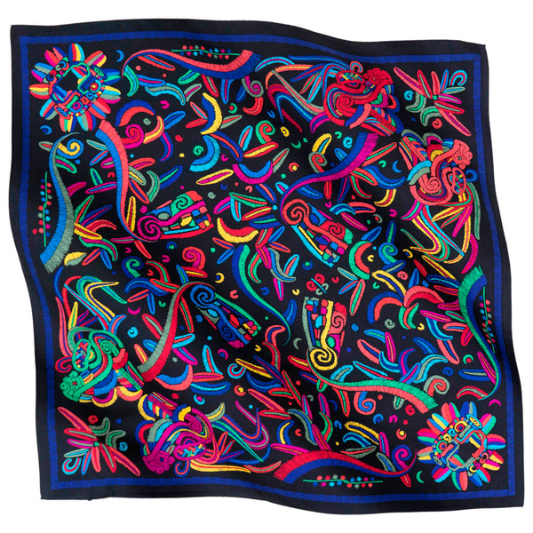Colorful abstract scarf on a black background