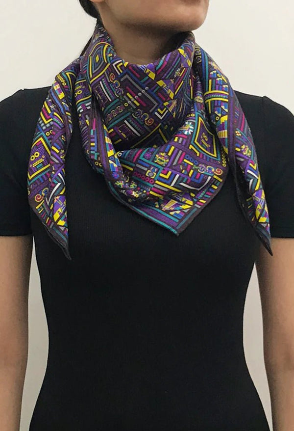 CITY OF GODS LARGE SCARF – STATEMENT FASHION SCARF WITH AZTEC INSPIRED DESIGN FOR WOMEN - Pineda Covalin US