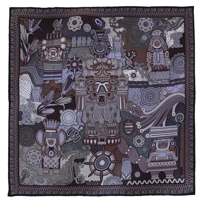 LARGE SILK SCARF - MEXICAN GODDESSES – Pineda Covalin US