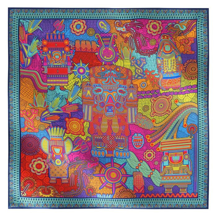 LARGE SILK SCARF - MEXICAN GODDESSES – Pineda Covalin US LARGE SILK SCARF - MEXICAN GODDESSES – Pineda Covalin US