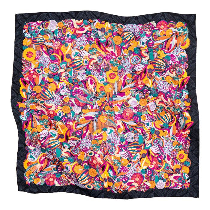 LARGE SILK SCARF- MEXICAN FRUIT PRINT – Pineda Covalin US