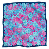 Blue scarf with pink and blue floral pattern 