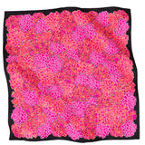 Square silk scarf with pink floral pattern