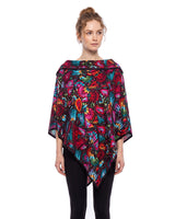 SILK PONCHO - EMBROIDERED BUTTERFLY