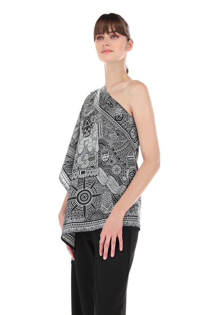 Mexican Goddesses Silk Poncho - Elegant and Timeless – Pineda