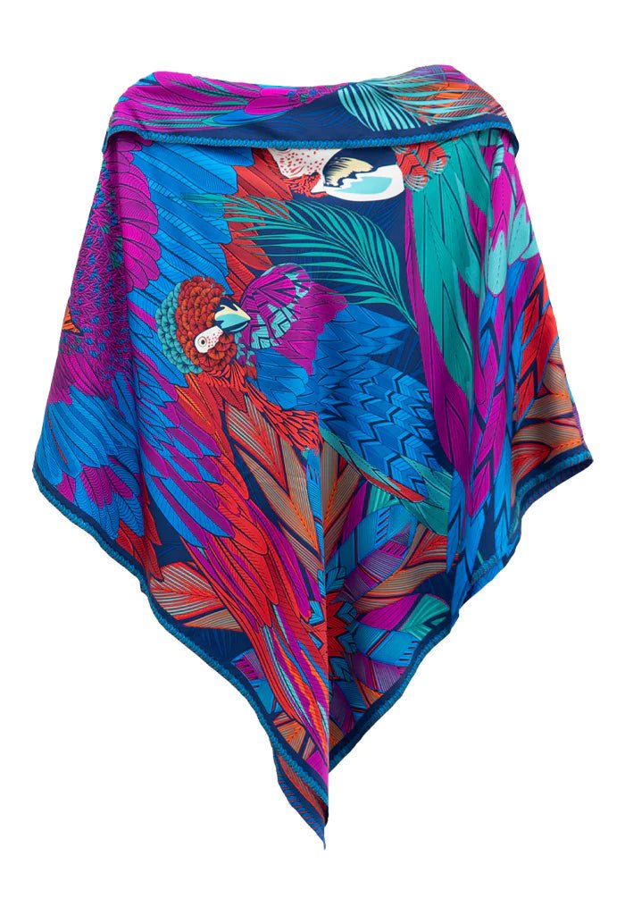 Macaw Silk Poncho - Vibrant Luxury – Pineda Covalin US