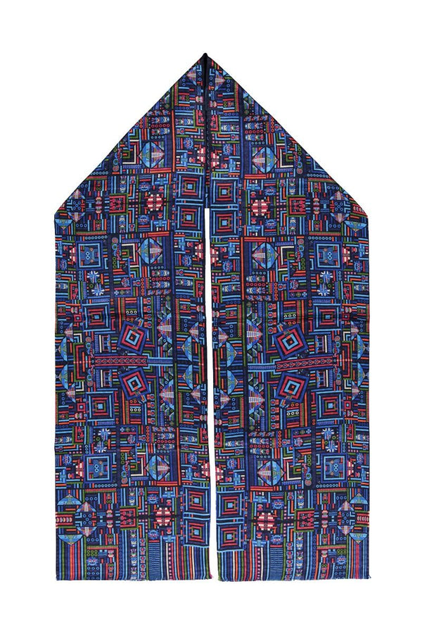 TEOTIHUACAN DOUBLE SIDED SHAWL – REVERSIBLE MEXICAN ART INSPIRED SCARF - Pineda Covalin US