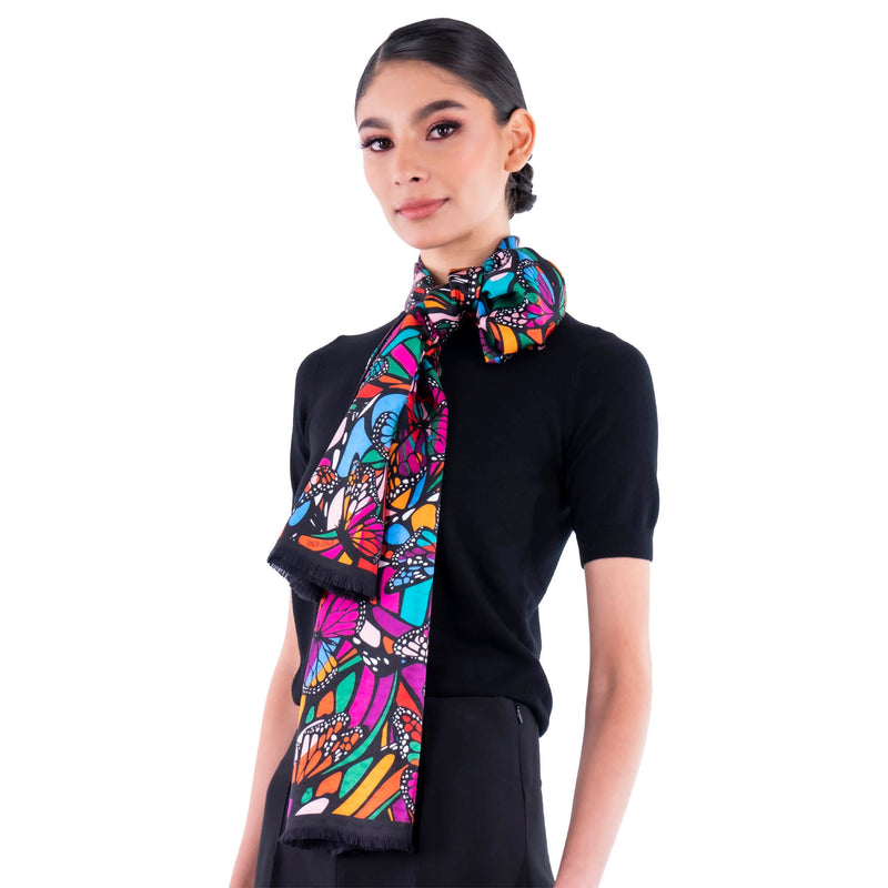 BUTTERFLY FLIGHT - JACQUARD SILK SHAWL - Pineda Covalin US