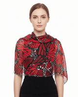 CHIFFON SILK SHAWL - MONARCH BUTTERFLY VITRAL - Pineda Covalin US