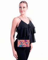CLUTCH BAG WITH REMOVABLE CHAIN - FLOWERS - Pineda Covalin US