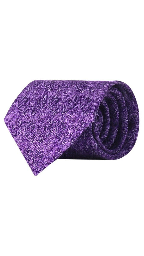 SUN STONE TIE – MEXICAN AZTEC CALENDAR INSPIRED MEN’S NECKTIE FOR FORMAL WEAR - Pineda Covalin US