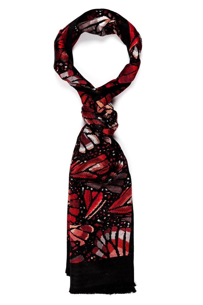 DOUBLE SIDED LONG SCARF - EMBROIDERED BUTTERFLY - Pineda Covalin US