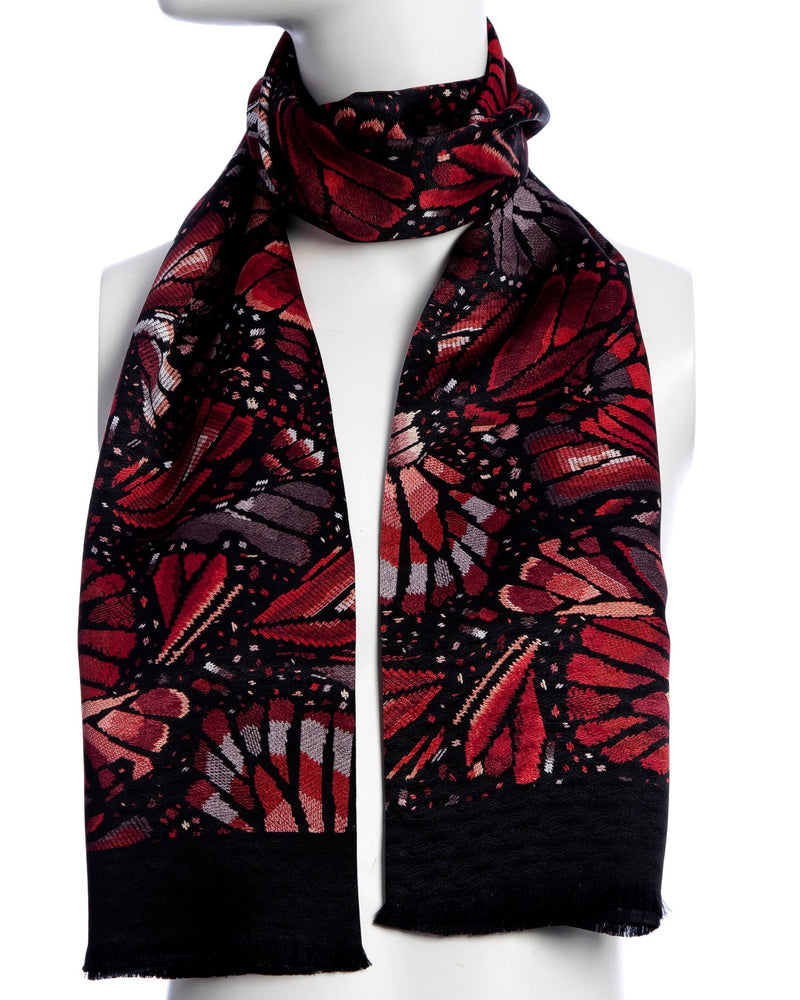 DOUBLE SIDED LONG SCARF - EMBROIDERED BUTTERFLY - Pineda Covalin US
