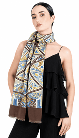 DOUBLE SIDED LONG SILK SCARF - ART DECO - Pineda Covalin US
