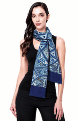 DOUBLE SIDED LONG SILK SCARF - ART DECO - Pineda Covalin US