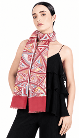 DOUBLE SIDED LONG SILK SCARF - ART DECO - Pineda Covalin US