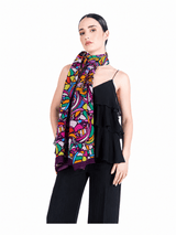 DOUBLE SISED LONG JACQUARD SCARF - ABSTRACT BUTTERFLY - Pineda Covalin US