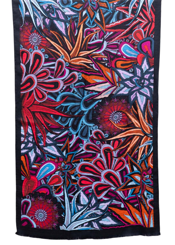 JACQUARD SILK SHAWL - CACTIS SANCTUARY - Pineda Covalin US