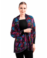 JACQUARD SILK SHAWL - EMBROIDERED BUTTERFLY - Pineda Covalin US