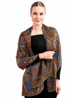 JACQUARD SILK SHAWL- HUICHOL ART - Pineda Covalin US