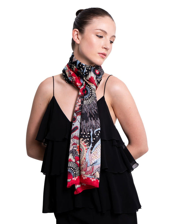 JACQUARD SILK SHAWL - SMILING FACES - Pineda Covalin US