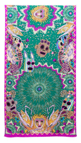 JACQUARD SILK SHAWL - SMILING FACES - Pineda Covalin US