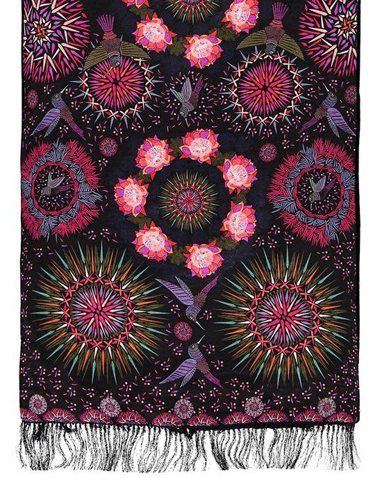 JACQUARD SILK SHAWL WITH VELVET – HUMMINGBIRD - Pineda Covalin US