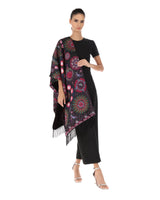 JACQUARD SILK SHAWL WITH VELVET – HUMMINGBIRD - Pineda Covalin US