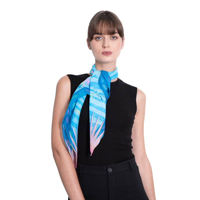 LARGE CHIFFON SCARF - PALM TREES - Pineda Covalin US