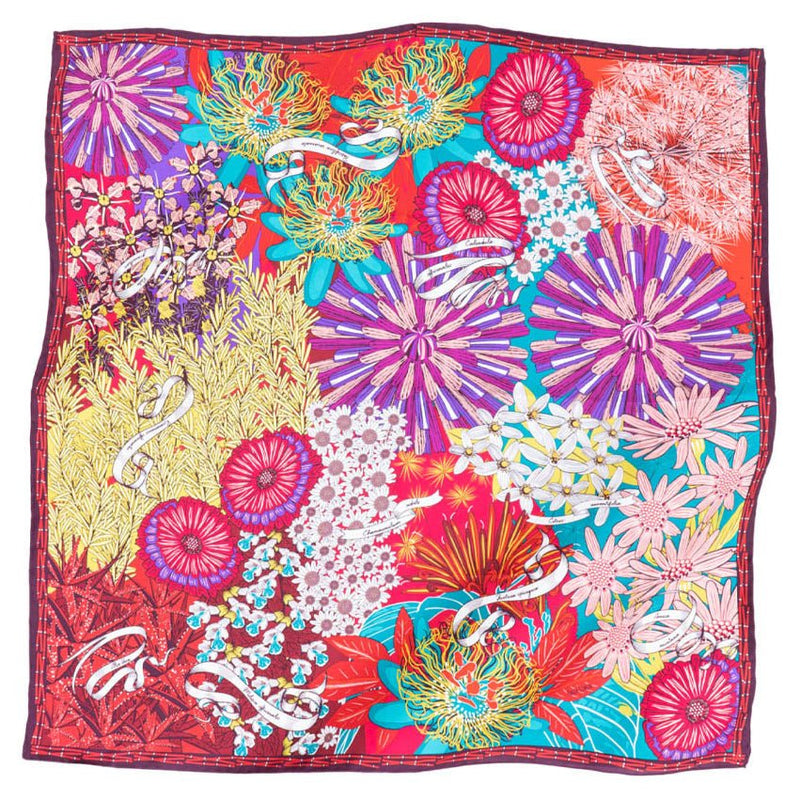 LARGE SILK SCARF - HERBALIST FLOWERS - Pineda Covalin US