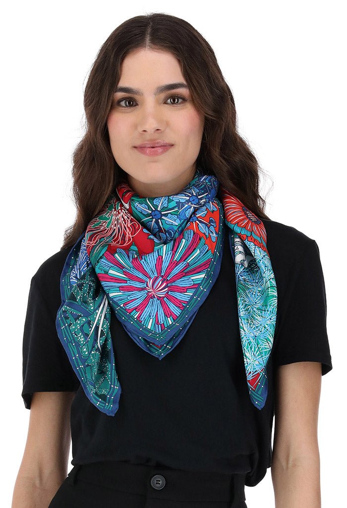LARGE SILK SCARF - HERBALIST FLOWERS - Pineda Covalin US