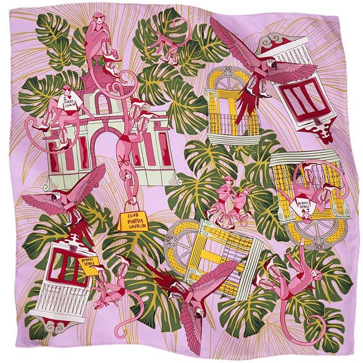 LARGE SILK SCARF - JUNGLE GUARDIAN MONKEYS – Pineda Covalin US