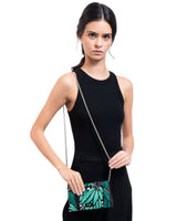 LEATHER CLUTCH WITH REMOVABLE CHAIN - MACRO BUTTERFLY - Pineda Covalin US