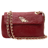 LEATHER CROSSBODY BAG - ENGRAVED BUTTERFLY TUSBEL - Pineda Covalin US