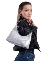 LEATHER HOBO BAG SÁASIL - ENGRAVED BUTTERFLY - Pineda Covalin US