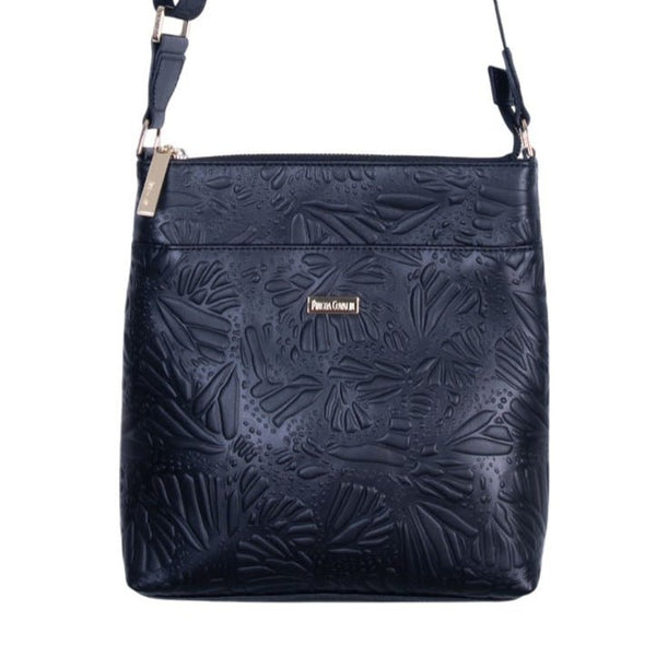LEATHER MESSENGER BAG - EMBROIDERED BUTTERFLY - Pineda Covalin US