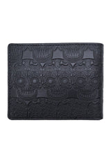 LEATHER WALLET - TUUMBEN ENGRAVED TZOMPANTLI - Pineda Covalin US